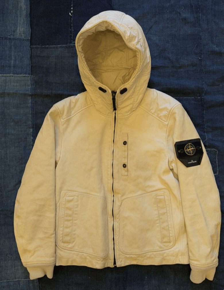 Stone Island Stone Island White Leather Hooded Jacket Size US L / EU 52-54 / 3 - 1 Thumbnail