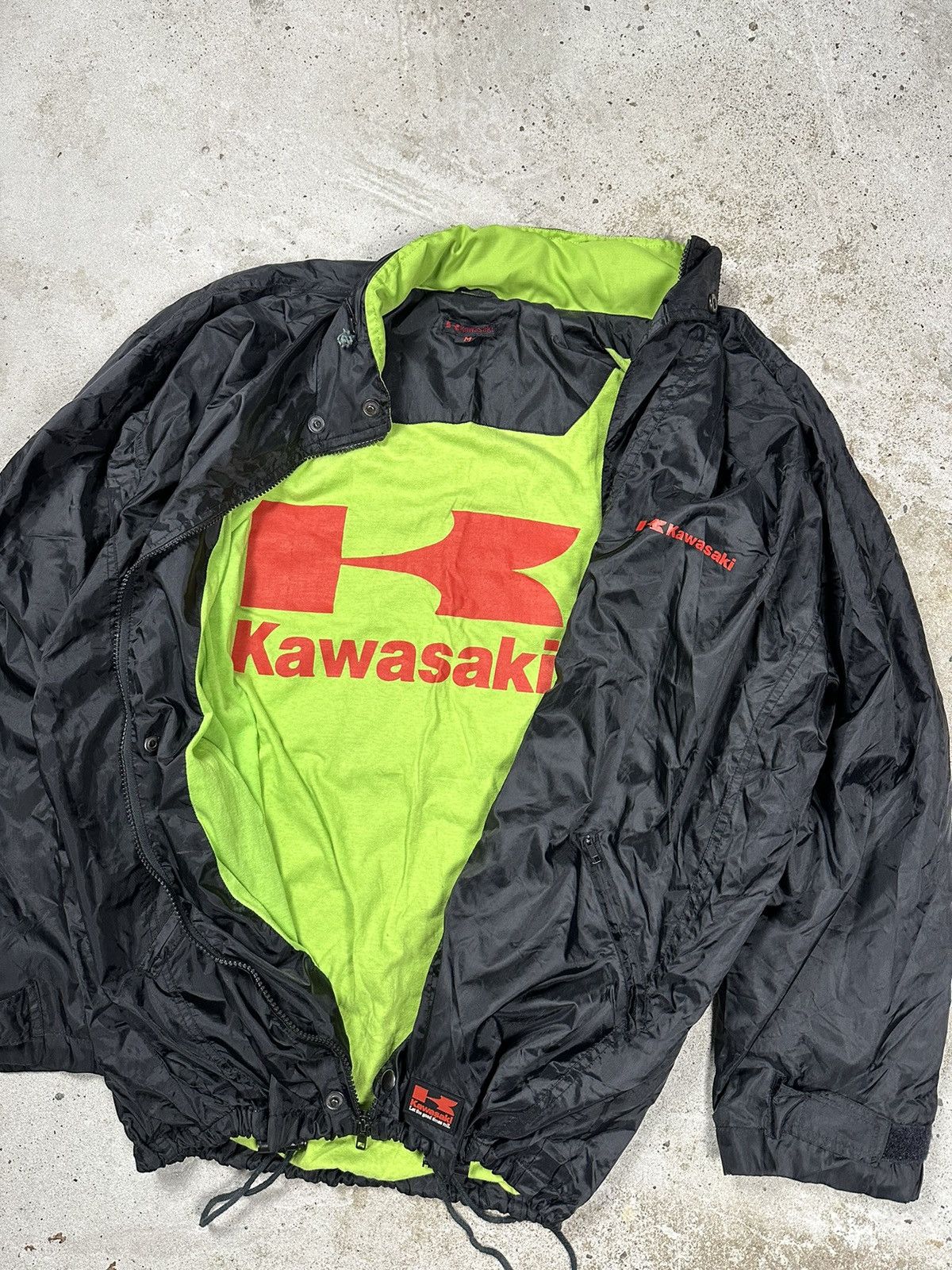 Japanese Brand × Vintage Vintage Y2K Kawasaki Black Track Jacket Light Racing rare Size US L / EU 52-54 / 3 - 9 Thumbnail