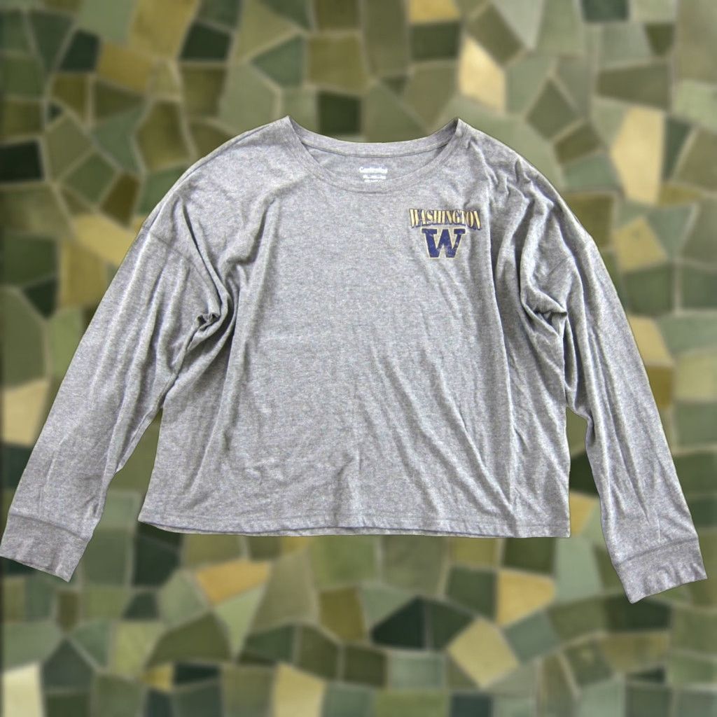 Vintage VINTAGE Captivating University Washington Huskies Long Sleeve T-Shirt 2XL Grey U Dub NWT Size XXL / US 16-18 / IT 52-54 - 1 Thumbnail