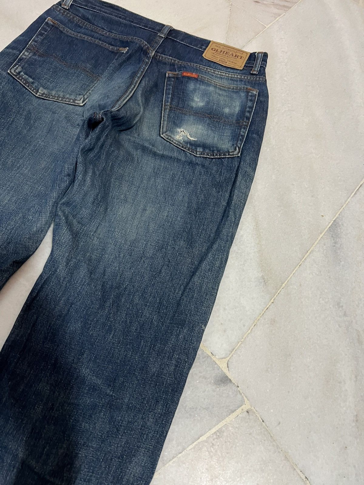 If Six Was Nine × Japanese Brand 💥Baggy💥Vintage Gl Heart Mud Wash Distressed Jeans Japan Size US 31 - 15 Thumbnail