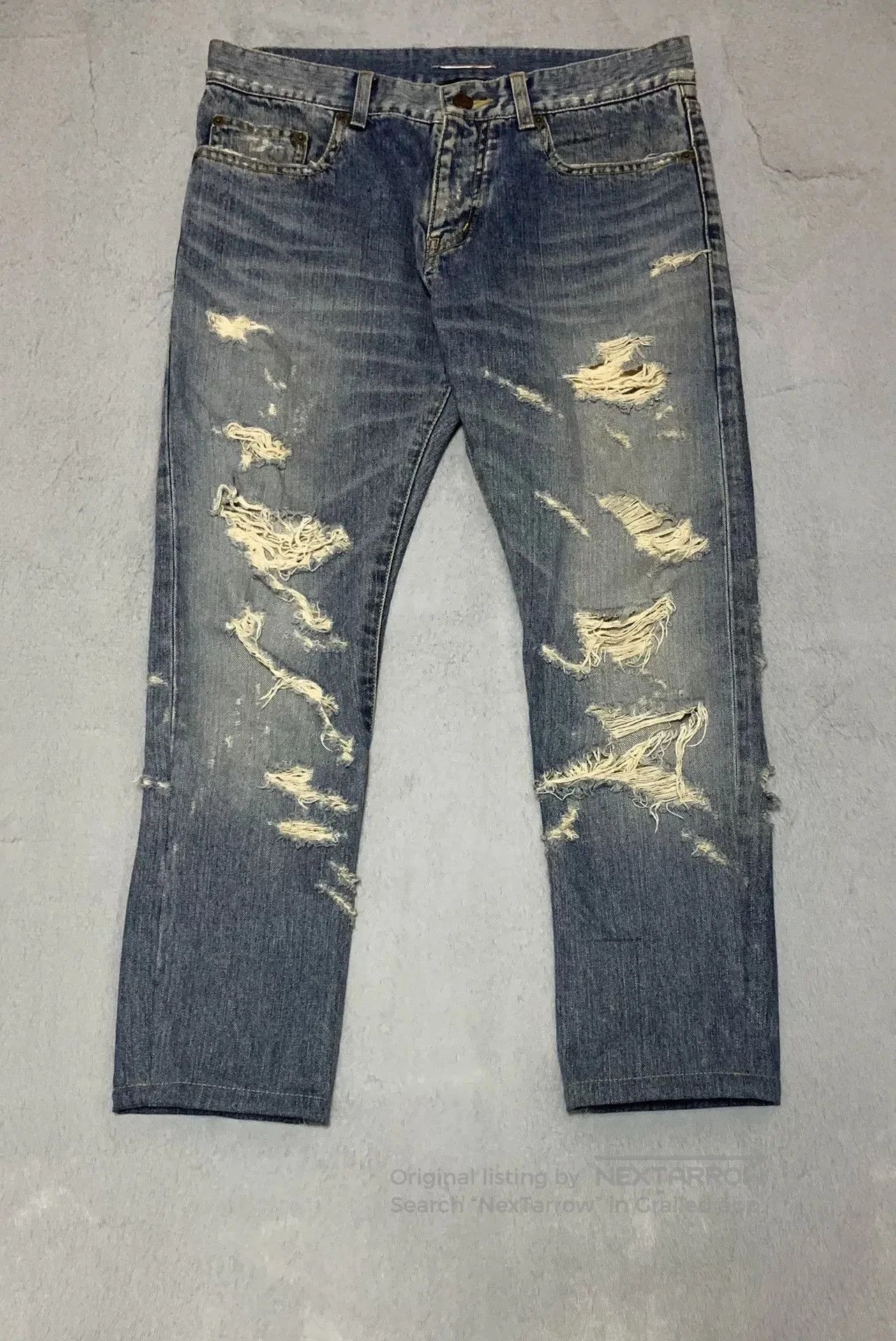 Saint Laurent Paris Saint Laurent Distressed Denim Pants. Size US 30 / EU 46 - 1 Thumbnail
