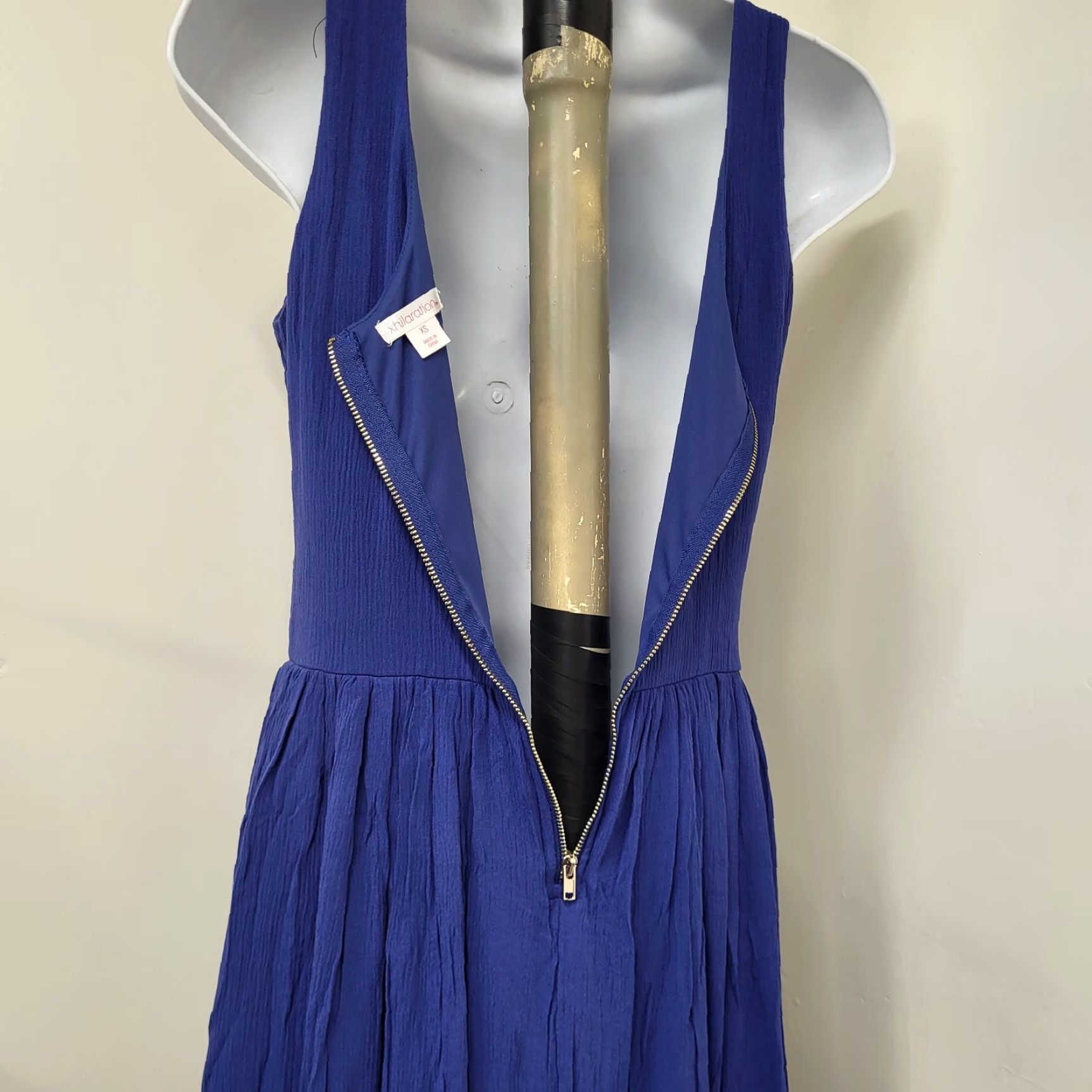 Vintage Xhilaration Lined Dress Women's XS Blue Embroidered Sleeveless Back Zip EUC Size XS / US 0-2 / IT 36-38 - 7 Thumbnail