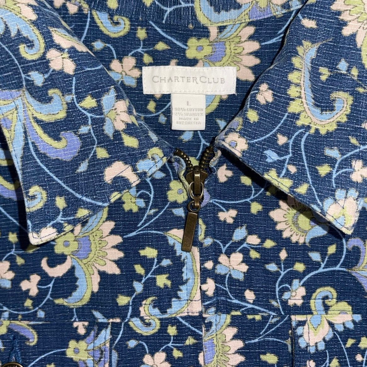 Charter Club Floral Paisley Zip up Jacket Size Large Boho Chic Whimsical Size L / US 10 / IT 46 - 3 Thumbnail
