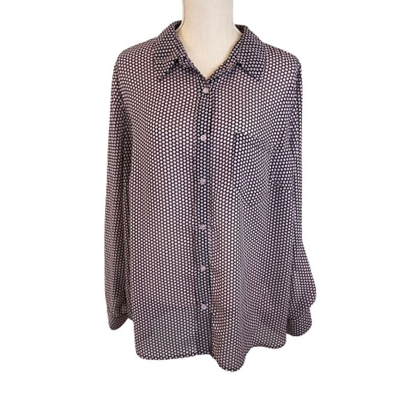 Nanette Lepore Nanette Lepore Tab Sleeve Semi Sheer Button Front Shirt, 2X Size XXL / US 16-18 / IT 52-54 - 1 Thumbnail
