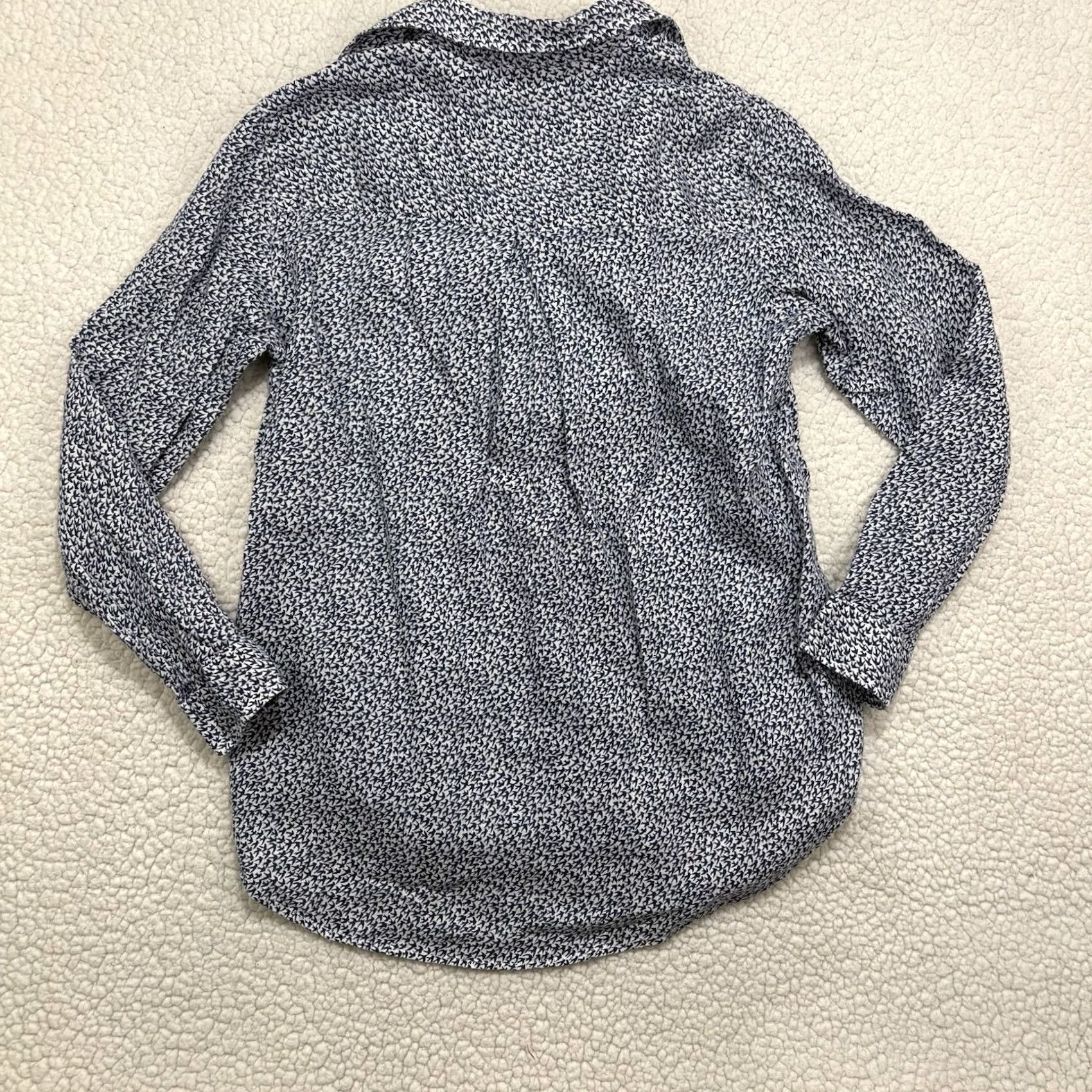 Vintage VINTAGE Grayson Button-Up Shirt Women XS Linen Birds Blue Long Sleeve Collared Button-Front Size XS / US 0-2 / IT 36-38 - 4 Thumbnail