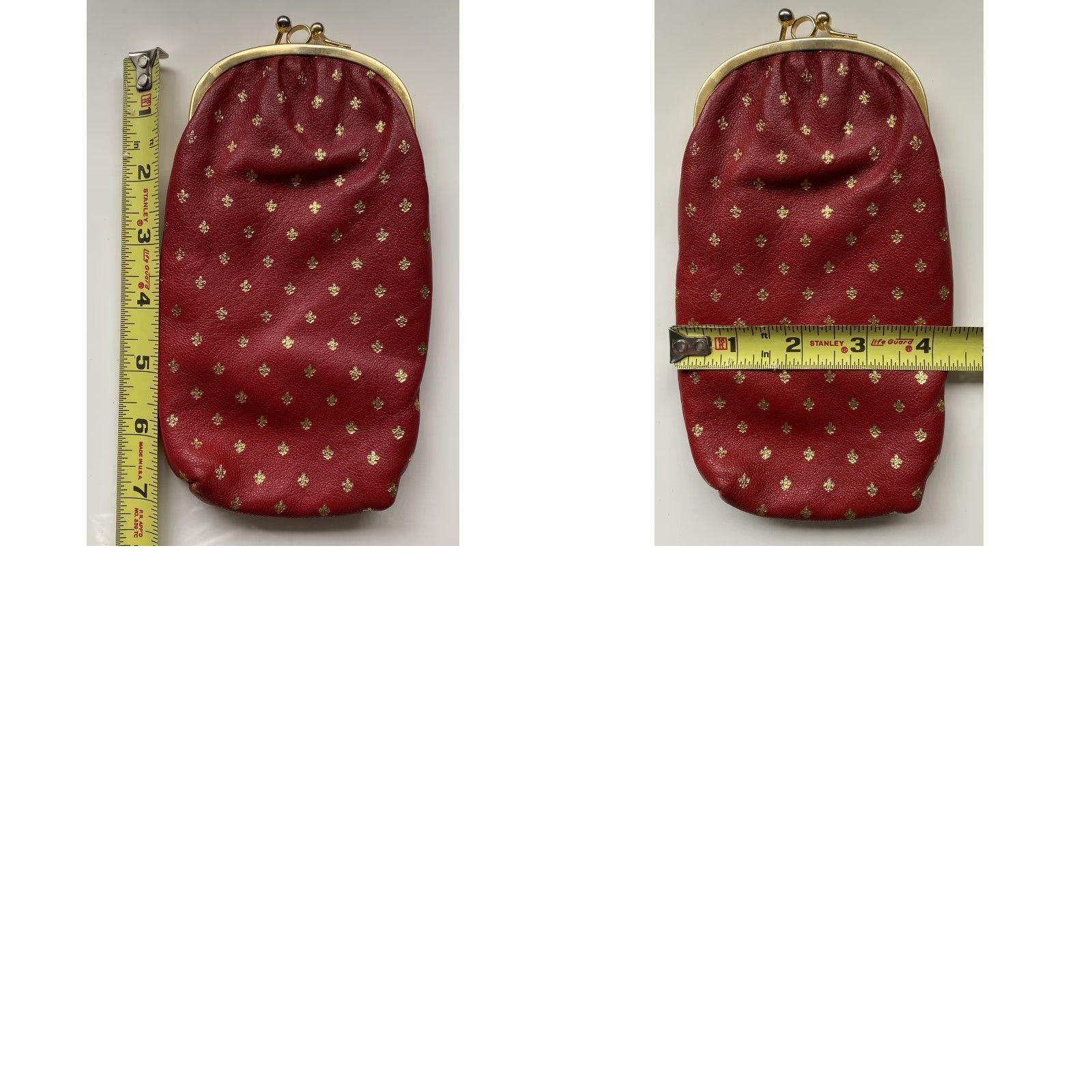 Vintage Vintage Red Leather Fleur De Lis Clutch Bag Italy Leather Clutch Red Unbranded Glasses Cig Case Vintage 90s Womens/Unisex Size ONE SIZE - 9 Thumbnail