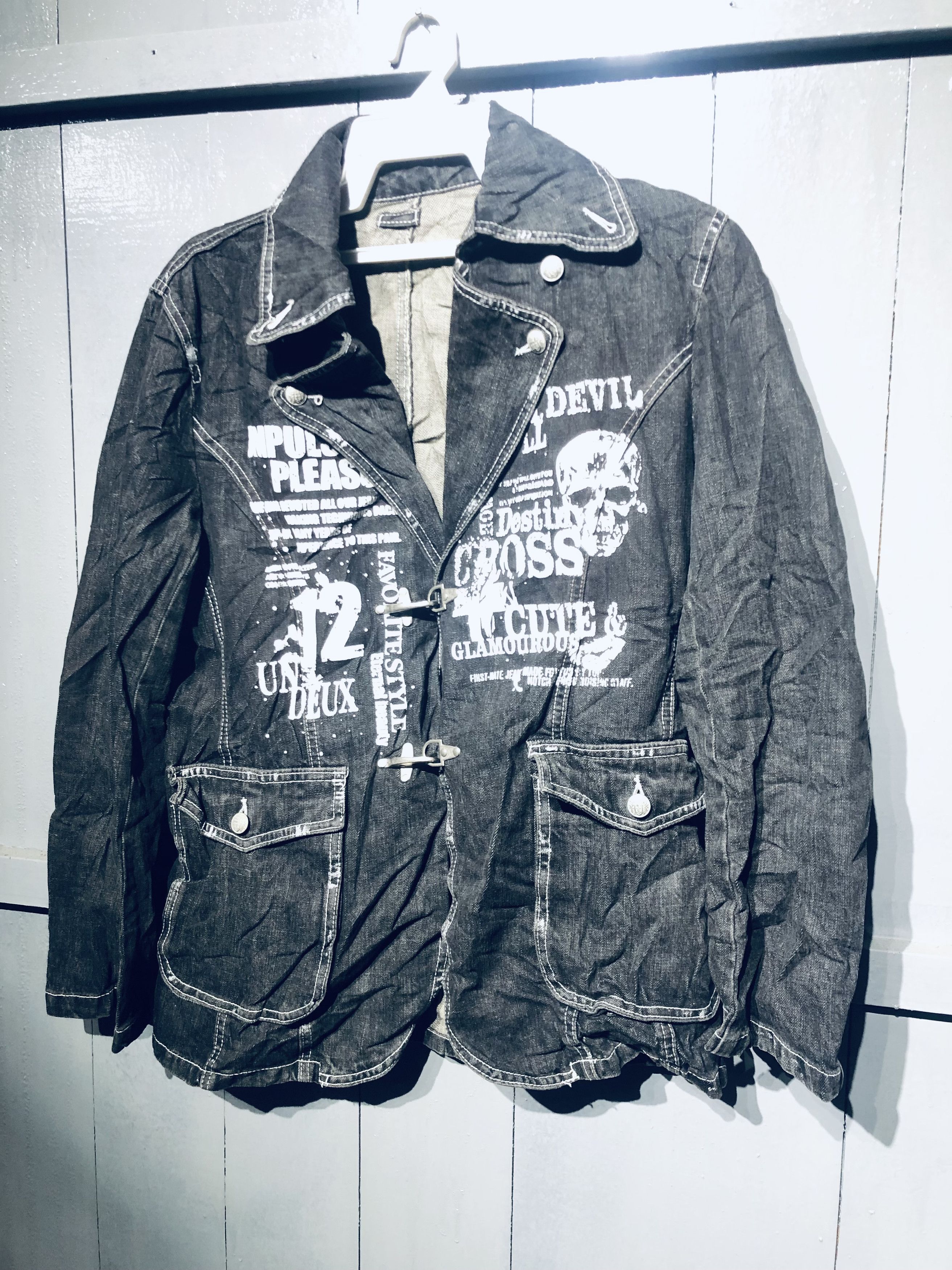 Japanese Brand 💸OFFER BINDING💸 SKULL ☠️ PUNK STYLE DENIM JACKET‼️ Size US M / EU 48-50 / 2 - 2 Thumbnail