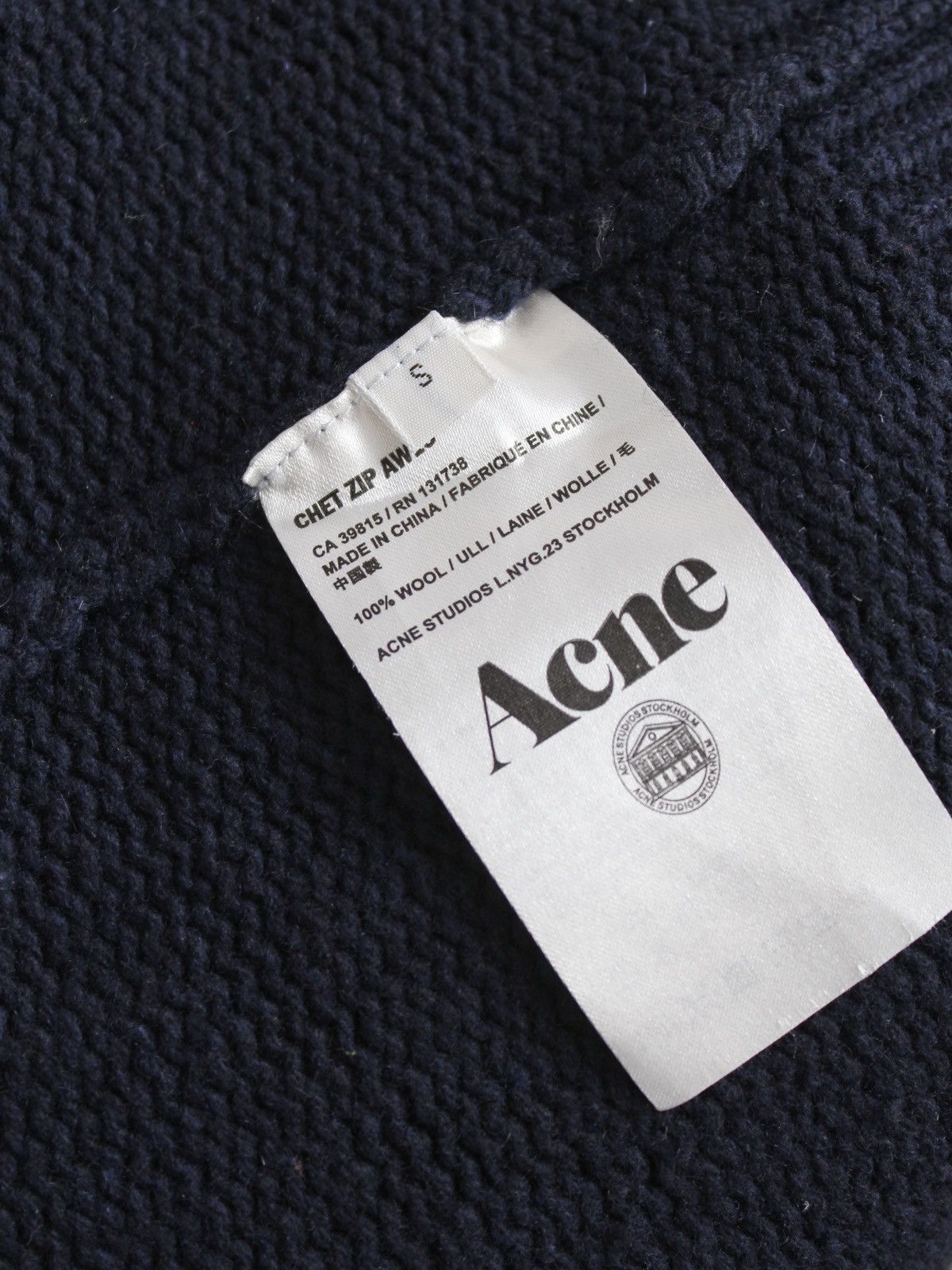 Acne Studios Acne Studios Chest Full Zip Navy Knit Sweater Size US S / EU 44-46 / 1 - 6 Thumbnail