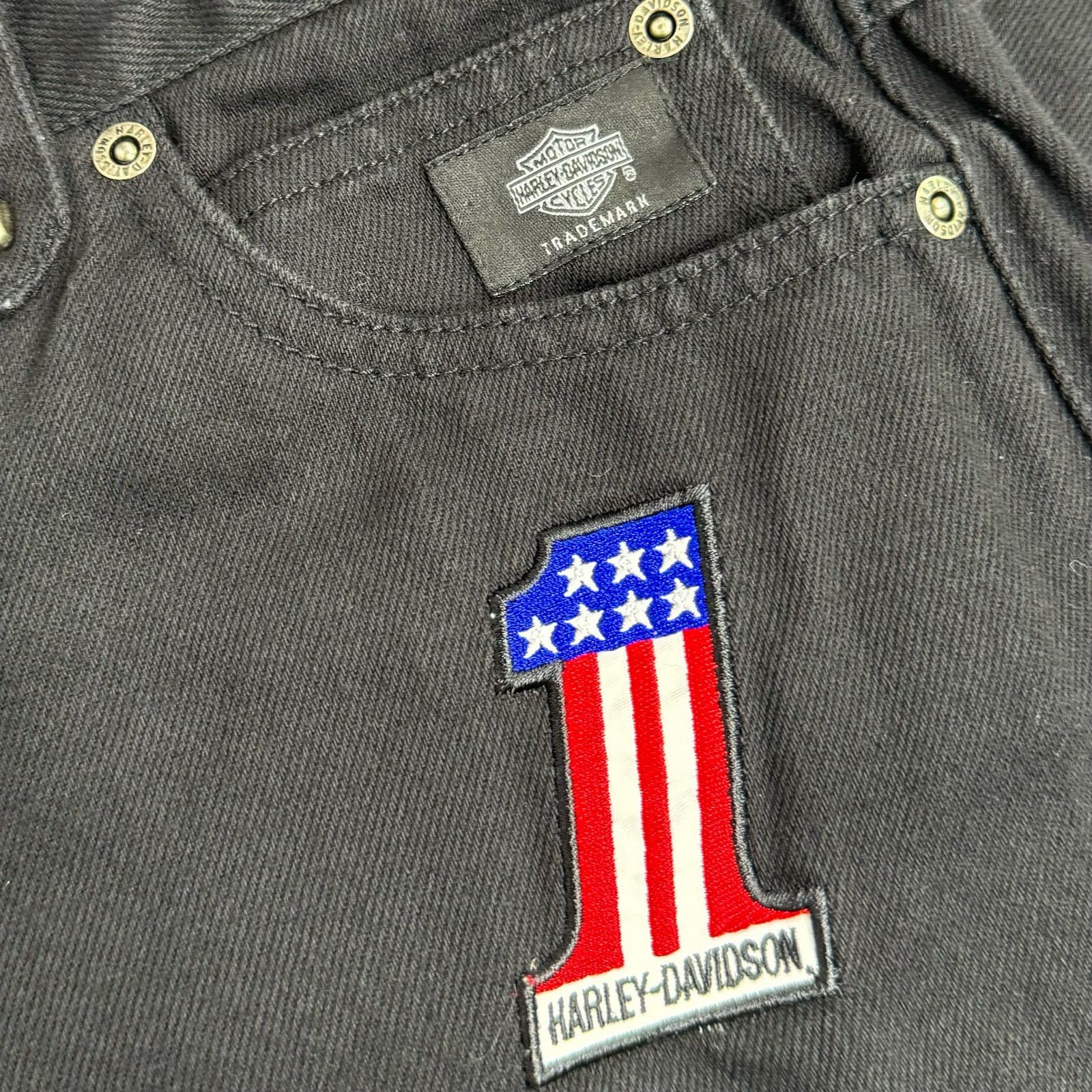Harley Davidson Harley-Davidson Jeans Black #1 Patch Boot Cut Midrise Size 8 Size 30" / US 8 / IT 44 - 3 Thumbnail