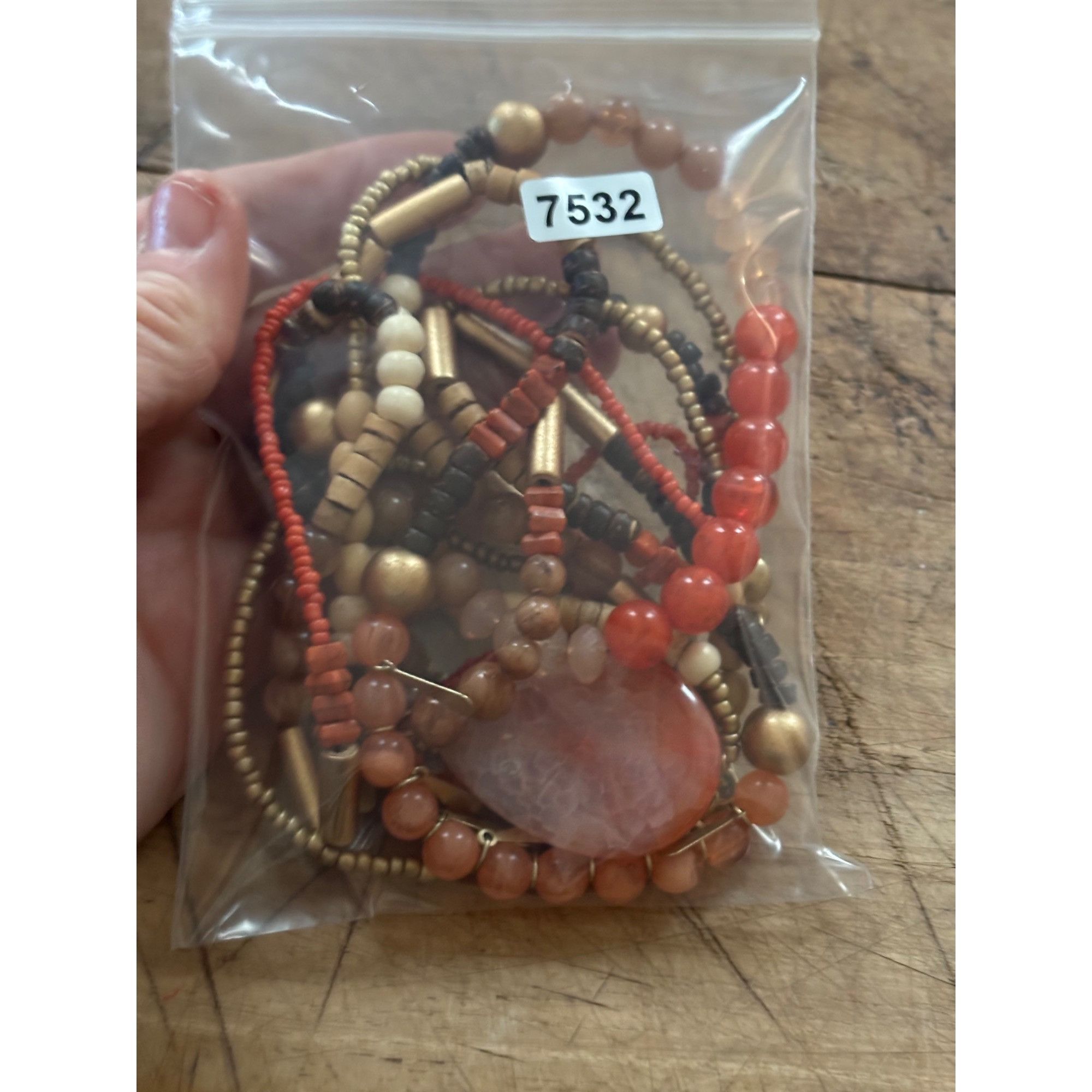 Chicos Chicos Multi-Strand Beaded Necklace With Orange Pendant Size ONE SIZE - 4 Thumbnail