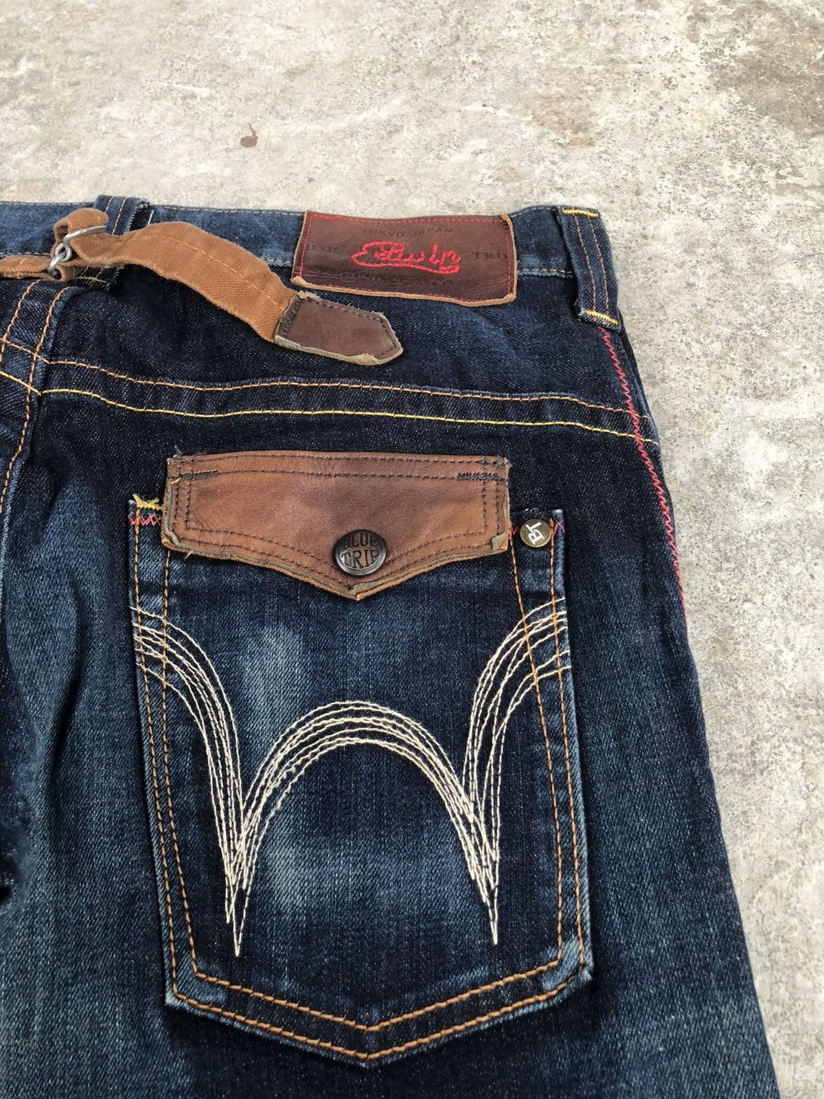 If Six Was Nine Edwin Flared Jeans Bootcut Distressed Back Buckle Size US 33 - 17 Thumbnail