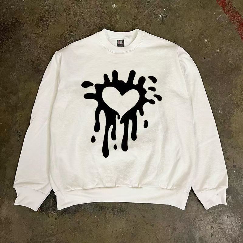 Japanese Brand White washed retro heart print sweatshirt Size US M / EU 48-50 / 2 - 1 Thumbnail