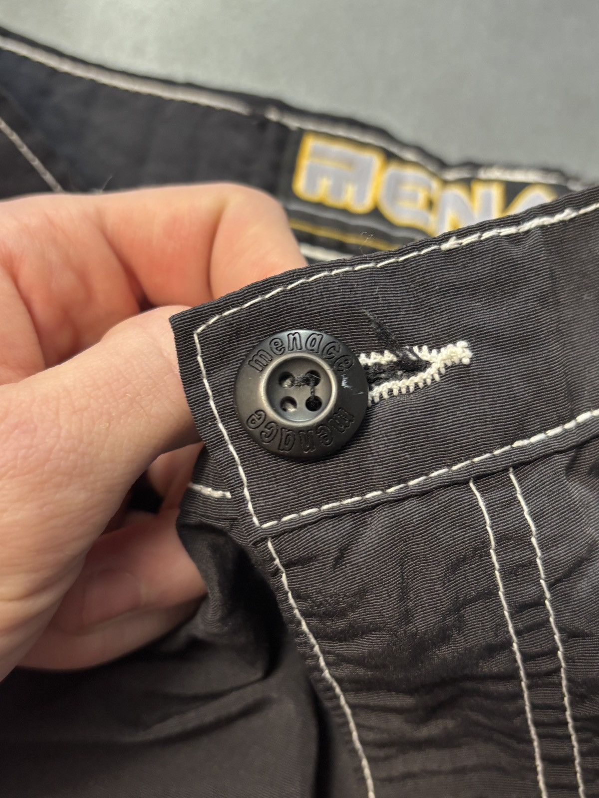 Menace × Vintage Vintage Menace Jeans Shorts 90s Nylon Raver Contrast Stitch Size US 28 / EU 44 - 6 Thumbnail