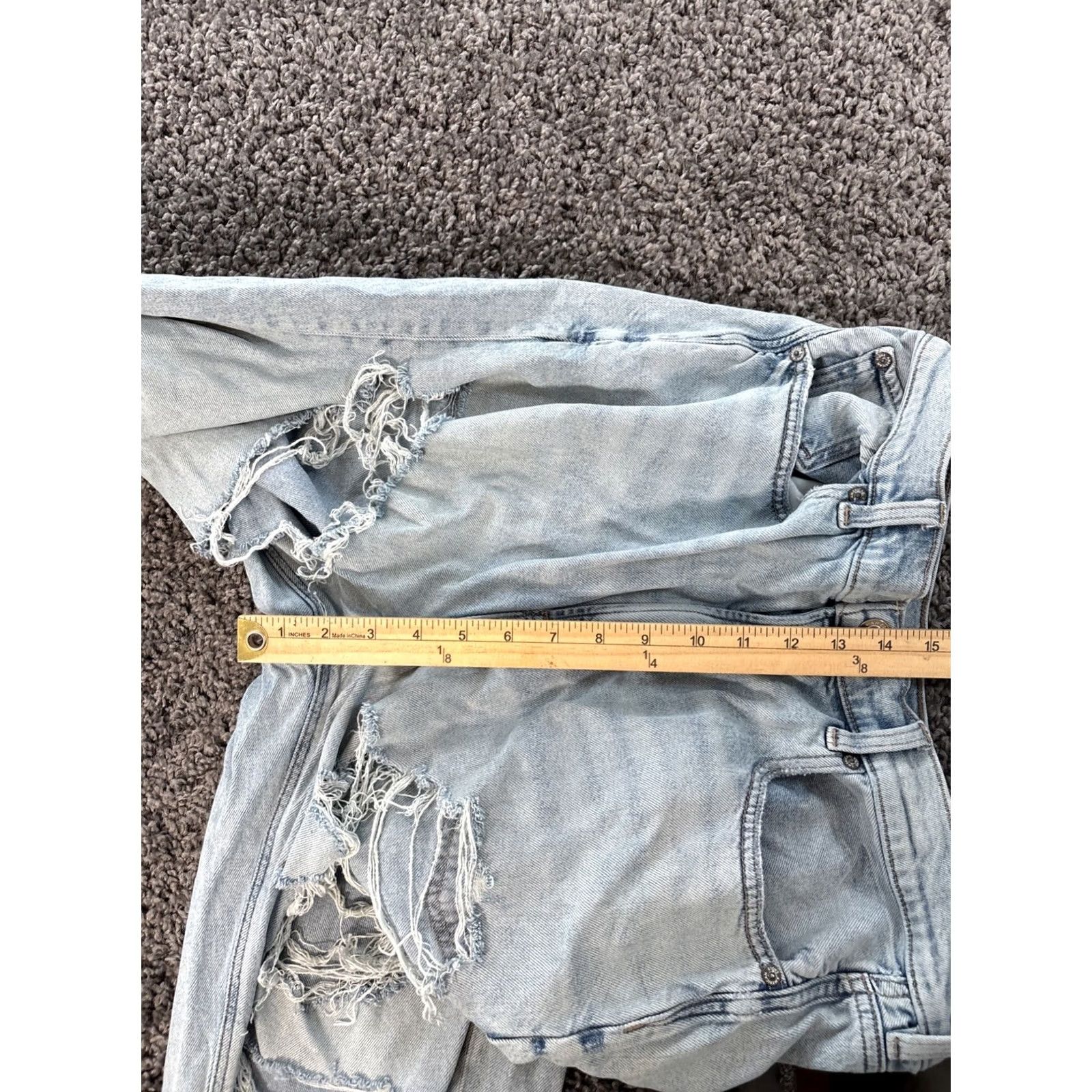 American Eagle Outfitters VINTAGE American Eagle Outfitters Jeans 14 Blue Super High Rise Baggy Wide-Leg Distressed Jeans Women 90s Y2K Curvy Model Size 36" / US 14 / IT 50 - 7 Thumbnail