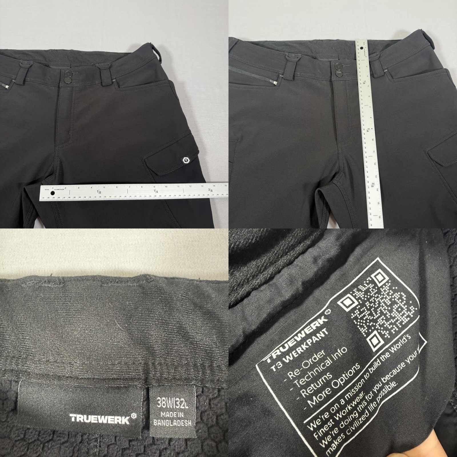 Vintage Truewerk Pants Mens 38x32 Black T3 Werkpant Cargo Fleece Lined Stretch Workwear Size US 38 / EU 54 - 8 Thumbnail