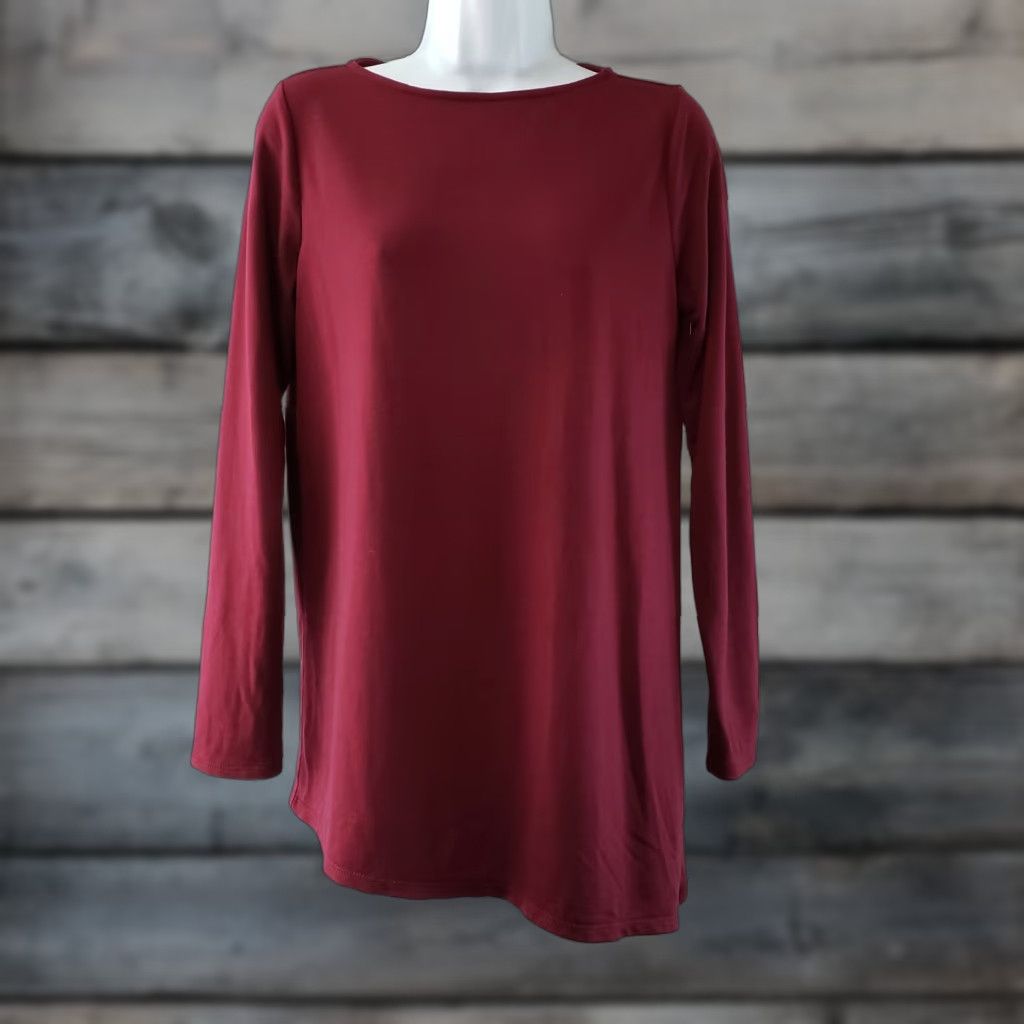 Vintage J Jill Womens Luxe Tencel Top XS Solid Dark Red Long Sleeve Blouse Size XS / US 0-2 / IT 36-38 - 1 Thumbnail