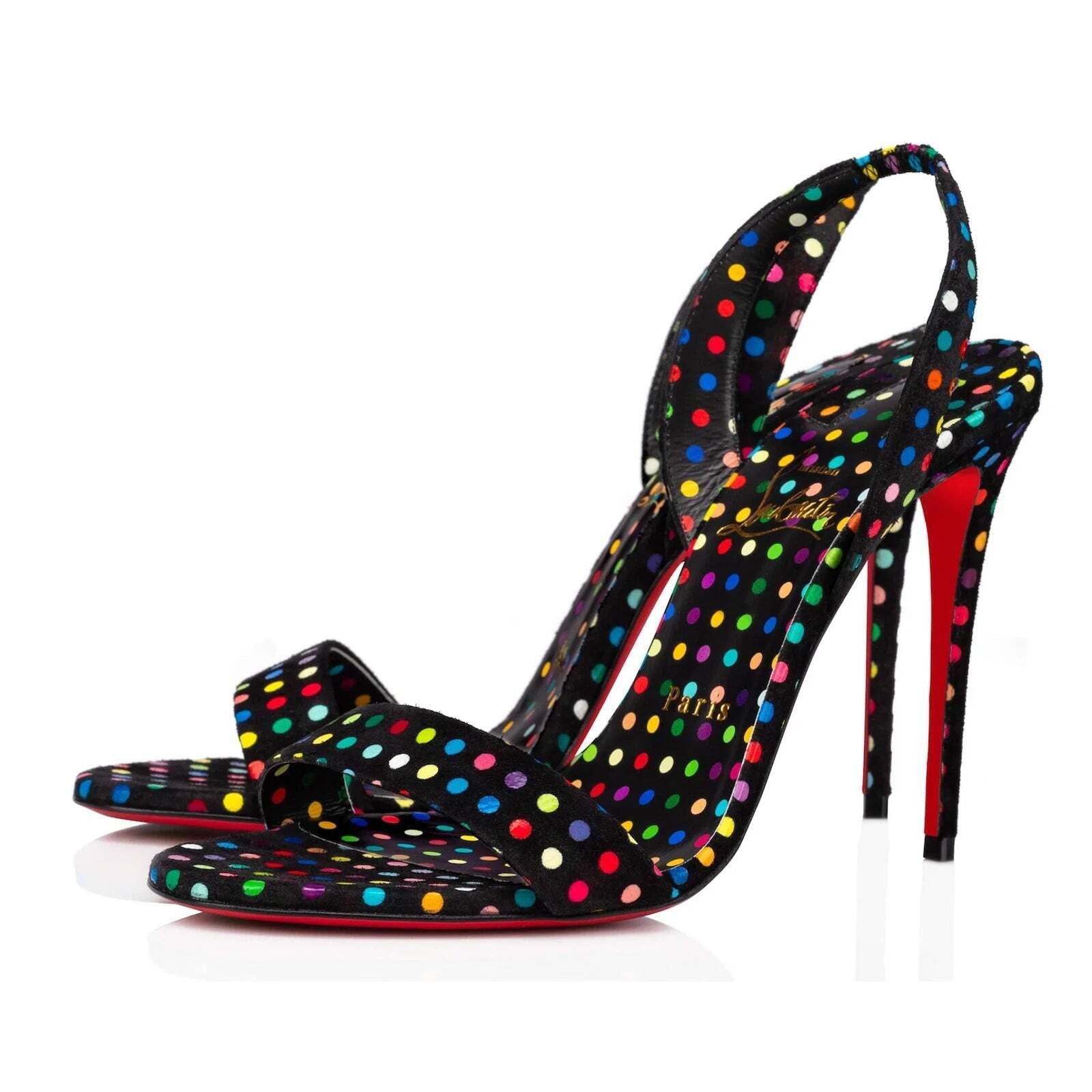 Christian Louboutin O Marylin 100 Black Polka Slingback Sandal Heel Pump 39.5 Size US 9.5 / IT 39.5 - 1 Thumbnail
