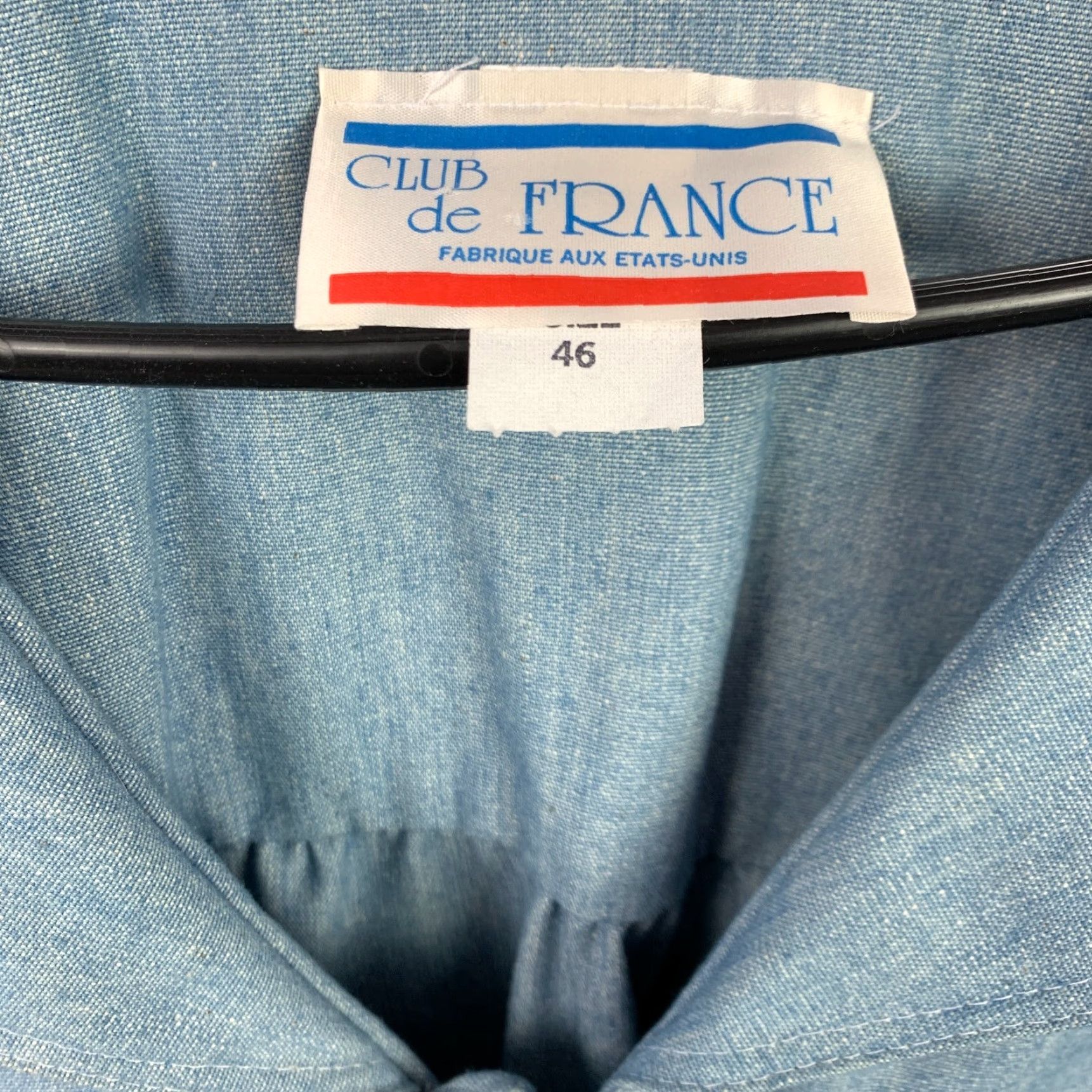 Denime VINTAGE Club de France Oversized Denim Dress Shirt 14 Womens 46 US Blue 1970s Grunge denim dress Size 36" / US 14 / IT 50 - 3 Thumbnail