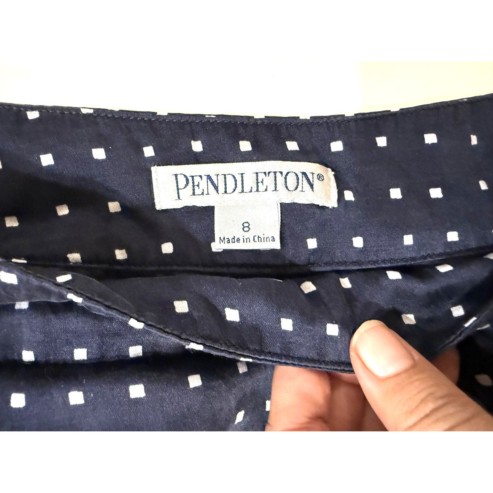 Pendleton Pendleton Skirt Womens 8 Navy Polka Dot A-Line Pleated Knee Size 30" / US 8 / IT 44 - 2 Thumbnail