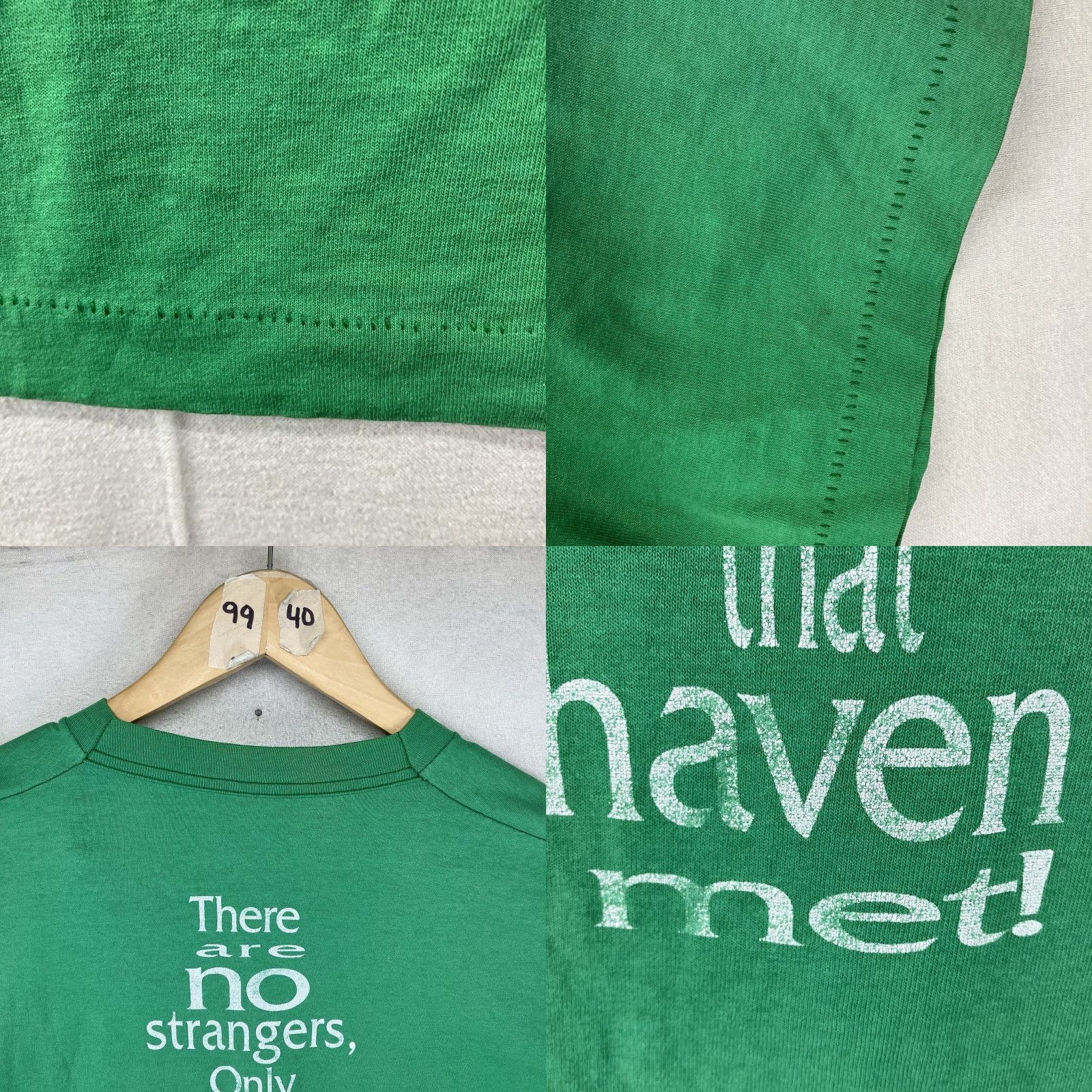 Fruit Of The Loom VINTAGE Fruit of the Loom 80s T-Shirt Green Short Sleeve Crew Neck L Men 80s Grunge Hipster Double-Sided Graphic Print Logo Limited Edition Size US L / EU 52-54 / 3 - 9 Thumbnail