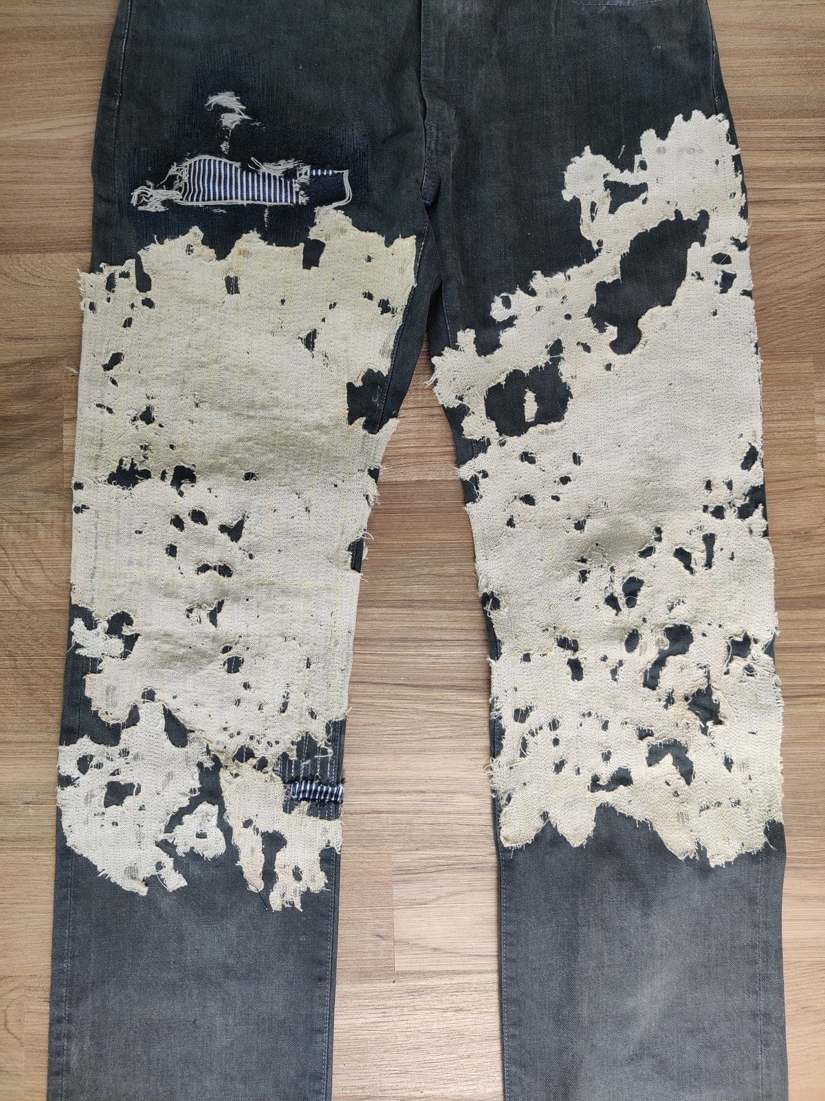 HOLLYWOOD RANCH MARKET Vintage Selvedge Hr Market Custom Patchwork Denim Jeans Size US 31 - 5 Thumbnail