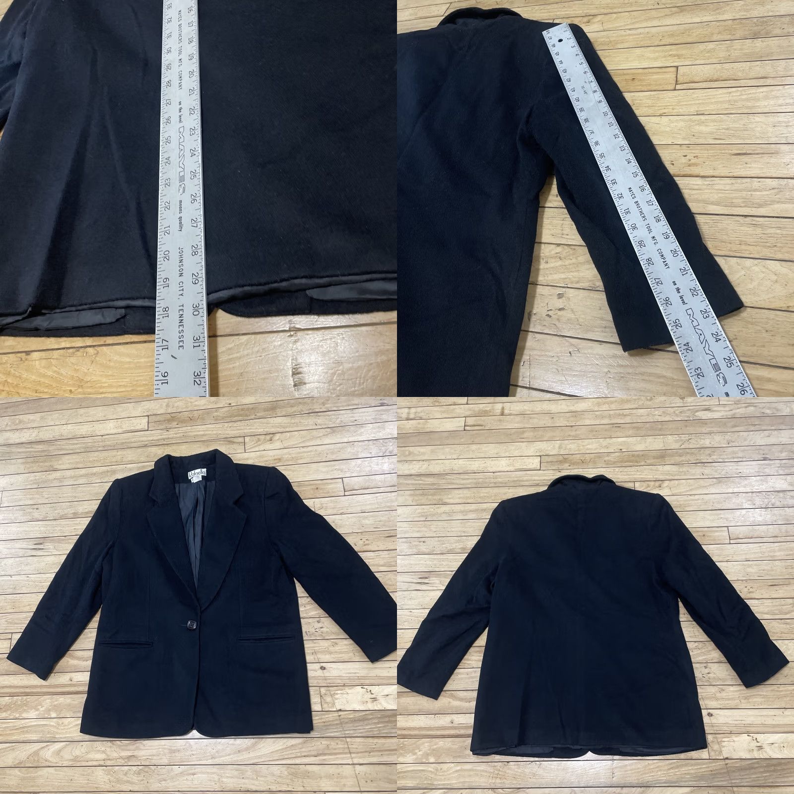 Vintage VINTAGE Rafaella Jacket Women 12 Black Wool Cashmere Minimal Blazer Coat Long Sleeve Button Lined 90s Professional Modern Size XL / US 12-14 / IT 48-50 - 9 Thumbnail