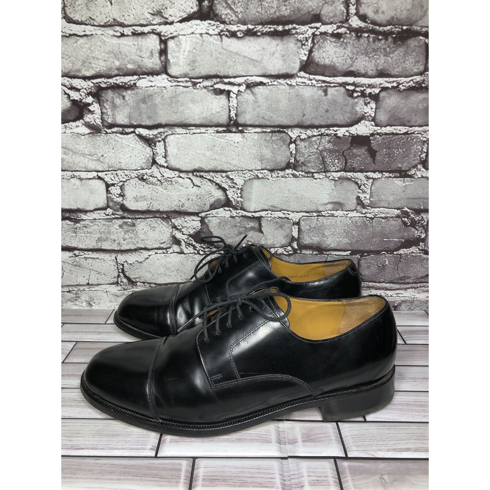 Cole Haan Cole Haan Air Black Leather Cap Toe Oxfords Lace Up Dress Sh Size US 11 / EU 44 - 8 Thumbnail