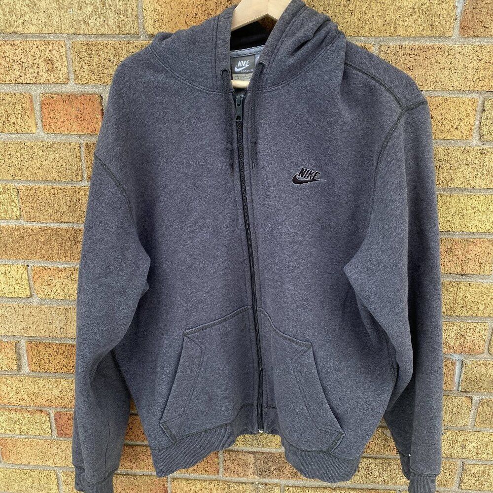 Nike × Vintage Vintage 90s Nike Gray Tag Full Zip Sweater Hoodie Large Hea Size US L / EU 52-54 / 3 - 2 Thumbnail