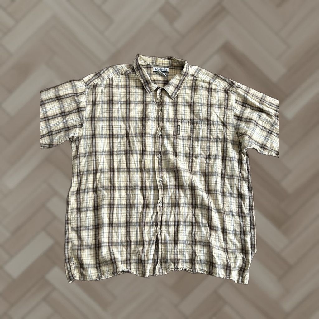 Vintage Columbia Men's 2XL Shirt Short Sleeve Button Plaid Brown Yellow Size US XXL / EU 58 / 5 - 1 Thumbnail