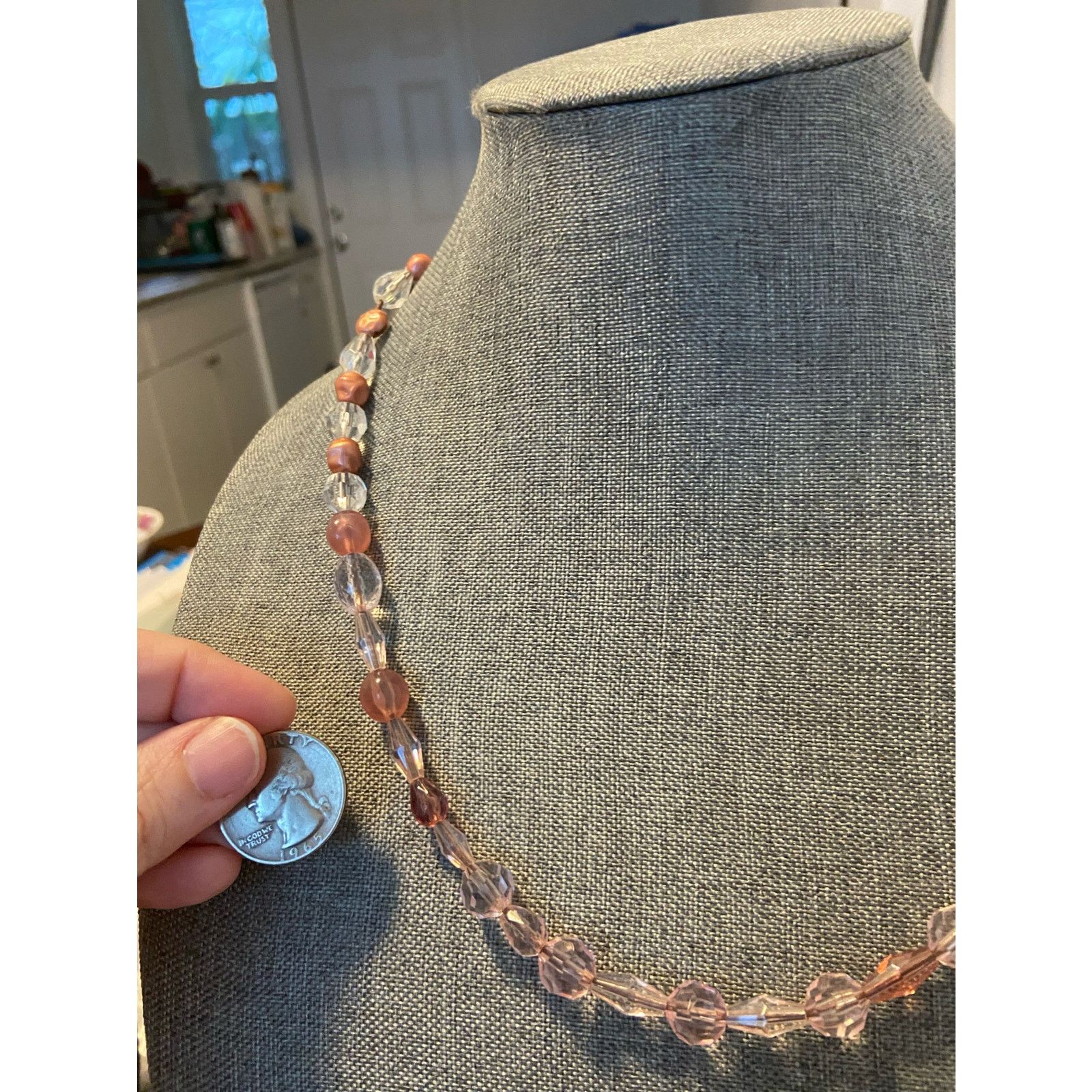 Handmade pink bead necklace Size ONE SIZE - 2 Thumbnail