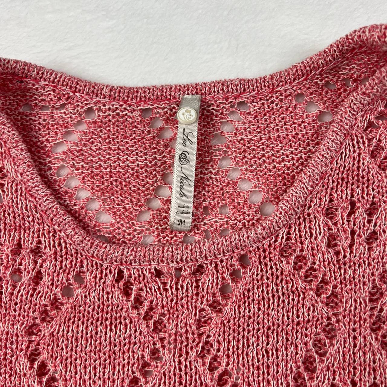 Other Leo & Nicole Medium Crochet Blouse Pink Women Cotton Size M / US 6-8 / IT 42-44 - 4 Thumbnail