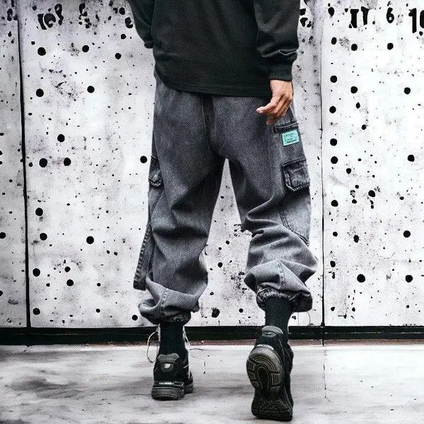 VIBE Gray Cargo Cropped Denim Jeans Size US 32 / EU 48 - 3 Thumbnail