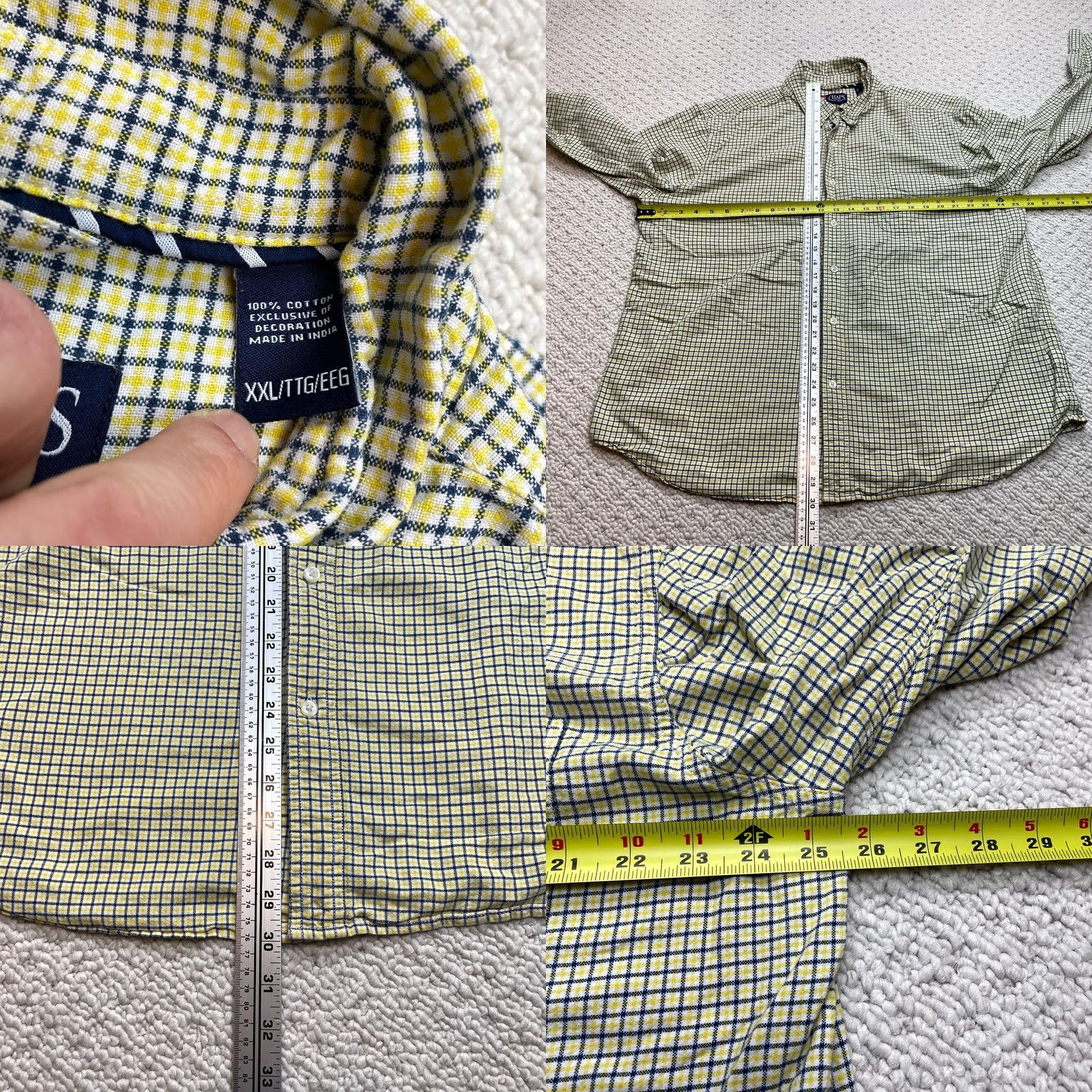 Chaps Chaps Shirt Mens 2XL Long Sleeve Button-Down Yellow Check Cotton Pocket Logo VINTAGE Size US XXL / EU 58 / 5 - 8 Thumbnail