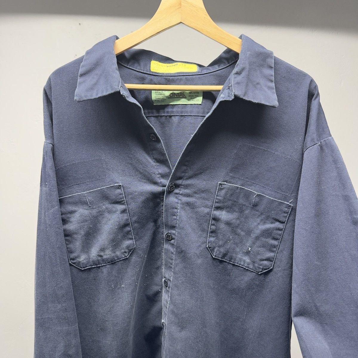 Vintage Thrashed Faded Distressed Blue Work Shirt ERD Grunge Chrome Size US XXL / EU 58 / 5 - 3 Thumbnail