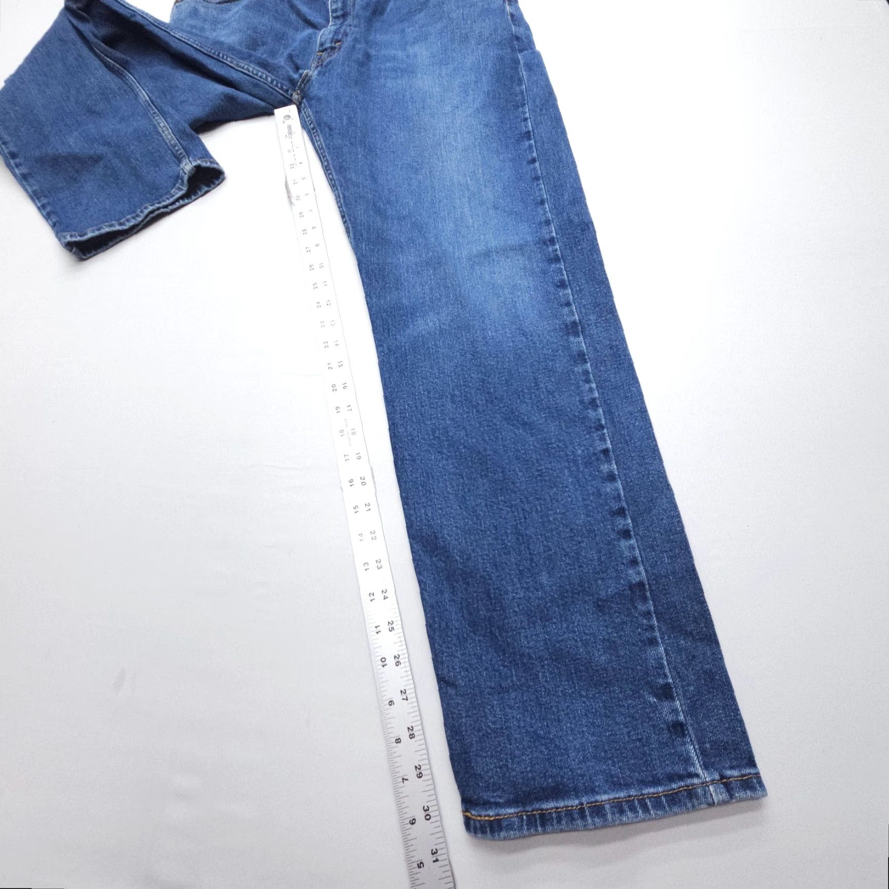 Levi's Levi's 505 Jeans Regular Fit Straight Leg Mens 38 x 32 Denim Blue Dark Wash Stretch Regular 5-Pocket Design Logo 1960s-2000s Theme American Mens Size US 38 / EU 54 - 3 Thumbnail
