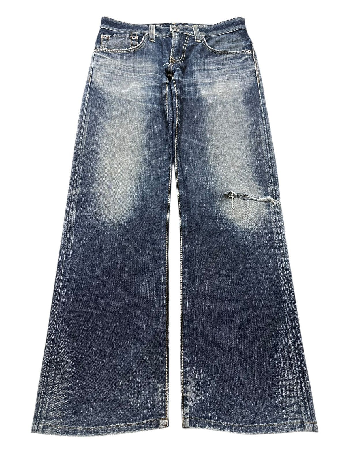Edwin Vintage Edwin 503 Blue Trip Faded Wash Distress Baggy Jeans Size US 32 / EU 48 - 1 Thumbnail