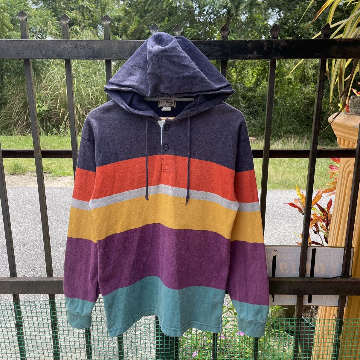 L.L. Bean 🔥🔥Vintage L.L.Bean Striped Multicolour Hooded Polos Tee Size US S / EU 44-46 / 1 - 1 Thumbnail