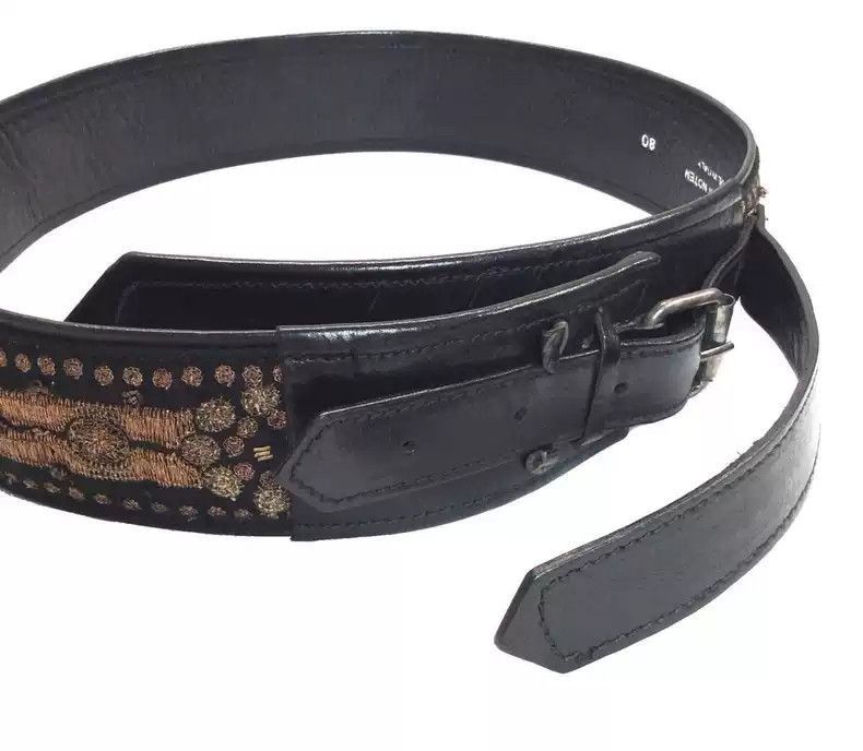 Dries Van Noten Dries van noten Heavy industry embroidery black belt- Size ONE SIZE - 2 Thumbnail