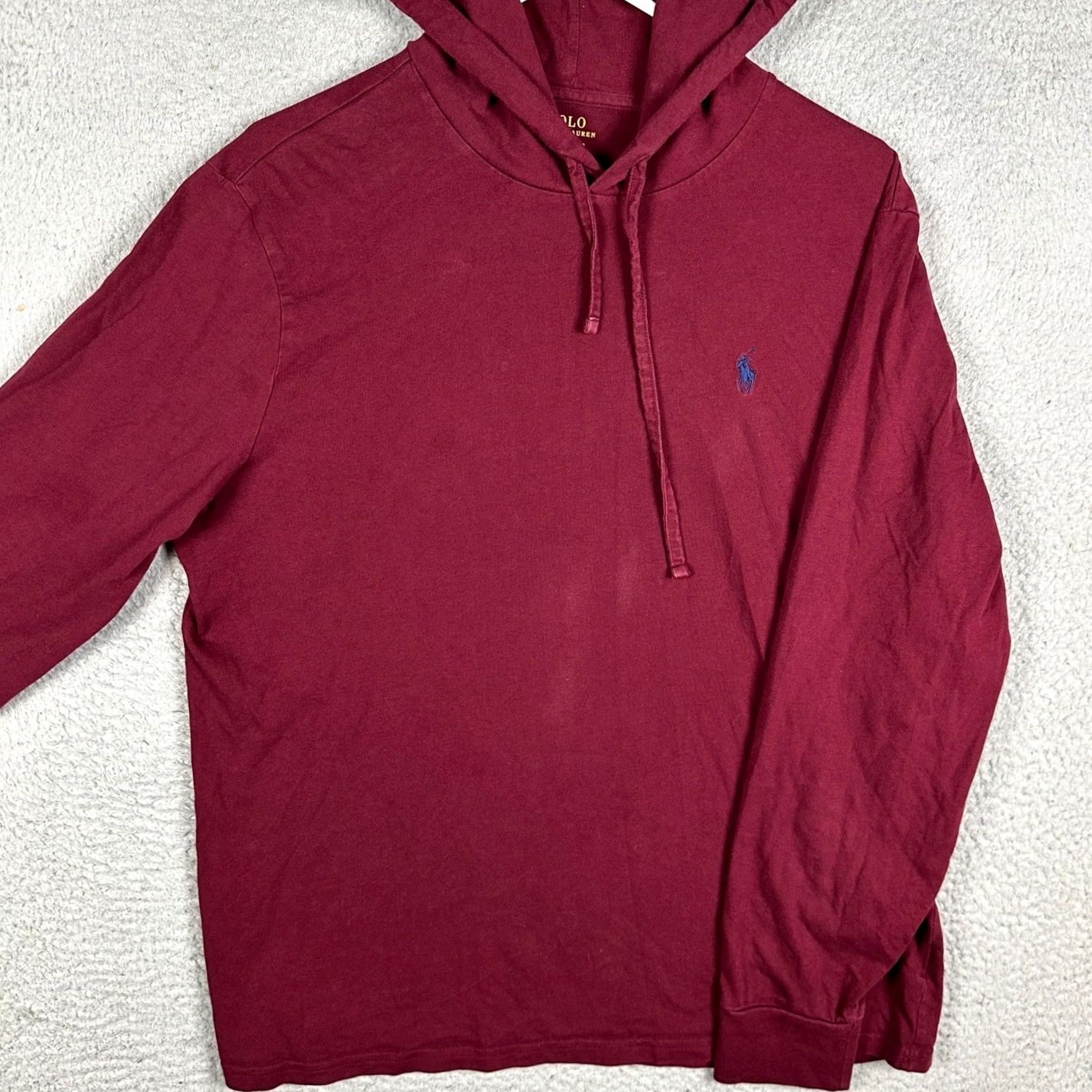 Polo Ralph Lauren Polo Ralph Lauren Sweatshirt Hoodie Mens Large Burgundy Pullover Drawstring Pony Embroidered Logo Size US L / EU 52-54 / 3 - 2 Thumbnail