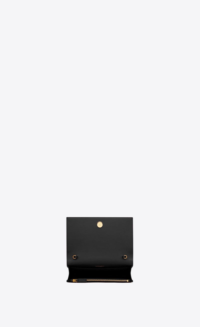 Saint Laurent Paris o1s1wg111225 742833 Size: OS / Satin Kate Chain Wallet Black Size ONE SIZE - 4 Thumbnail