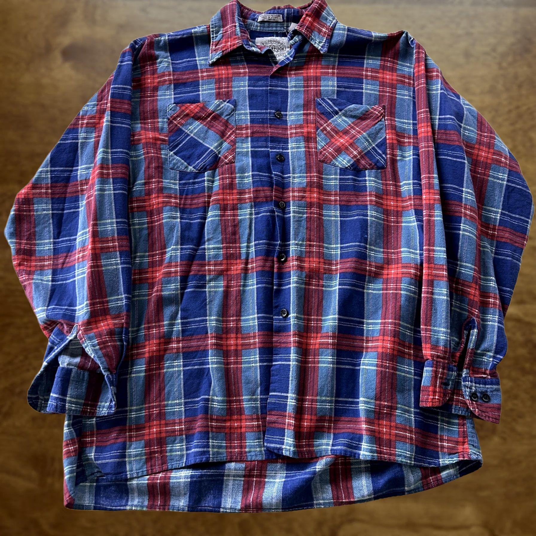 Vintage Dry Goods Saugatuck Shirt Mens Large Blue Plaid Long Sleeve Button Up Flannel Size US L / EU 52-54 / 3 - 1 Thumbnail