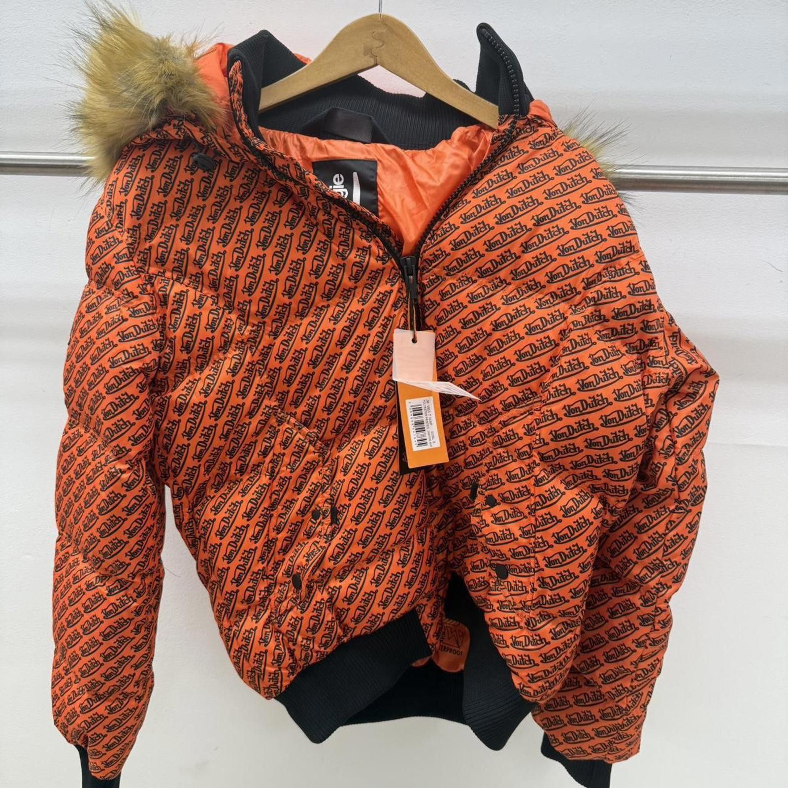 Von Dutch Von Dutch Orange/Black Logo Puffer Jacket size Medium New Size US M / EU 48-50 / 2 - 1 Thumbnail