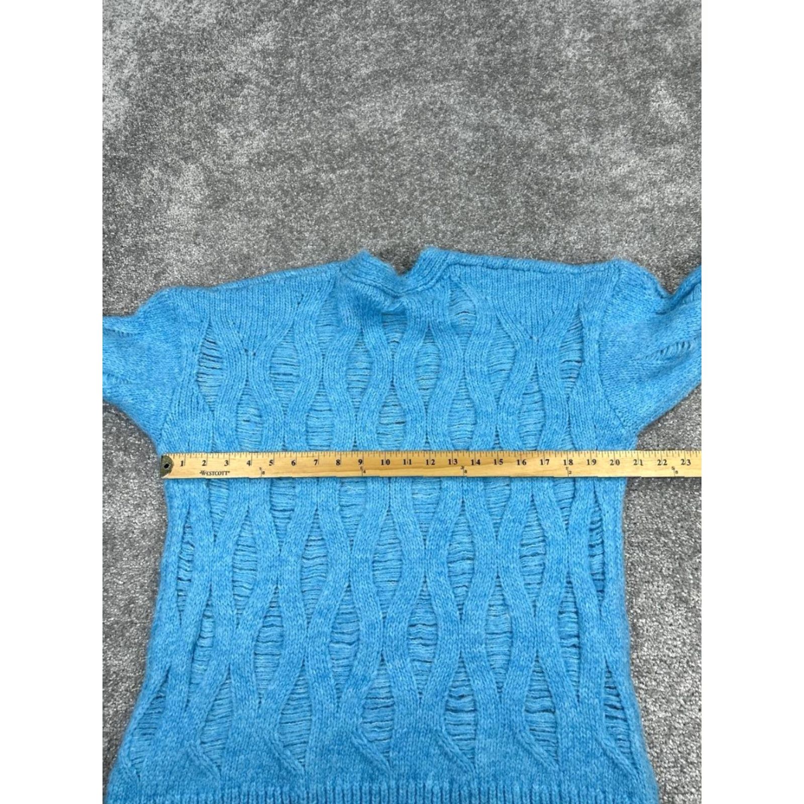 Zara Zara Womens Small Blue Cable Knit Pullover Sweater V-Neck Long Sleeve Casual Winter Fall Regular Size S / US 4 / IT 40 - 5 Thumbnail