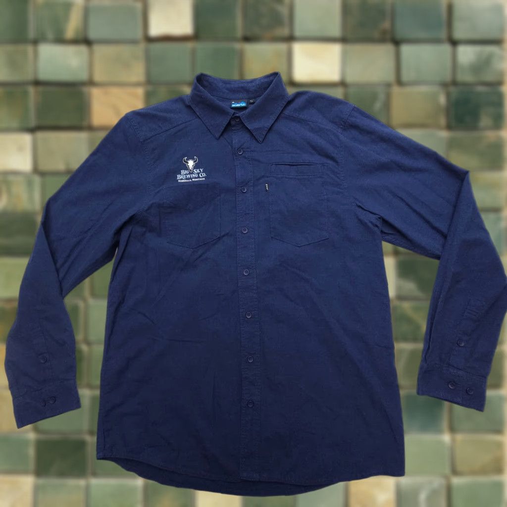 KAVU Kavu Long Sleeve Shirt Mens XL Blue Flannel Button-Up Casual Cotton Blend Size US XL / EU 56 / 4 - 1 Thumbnail