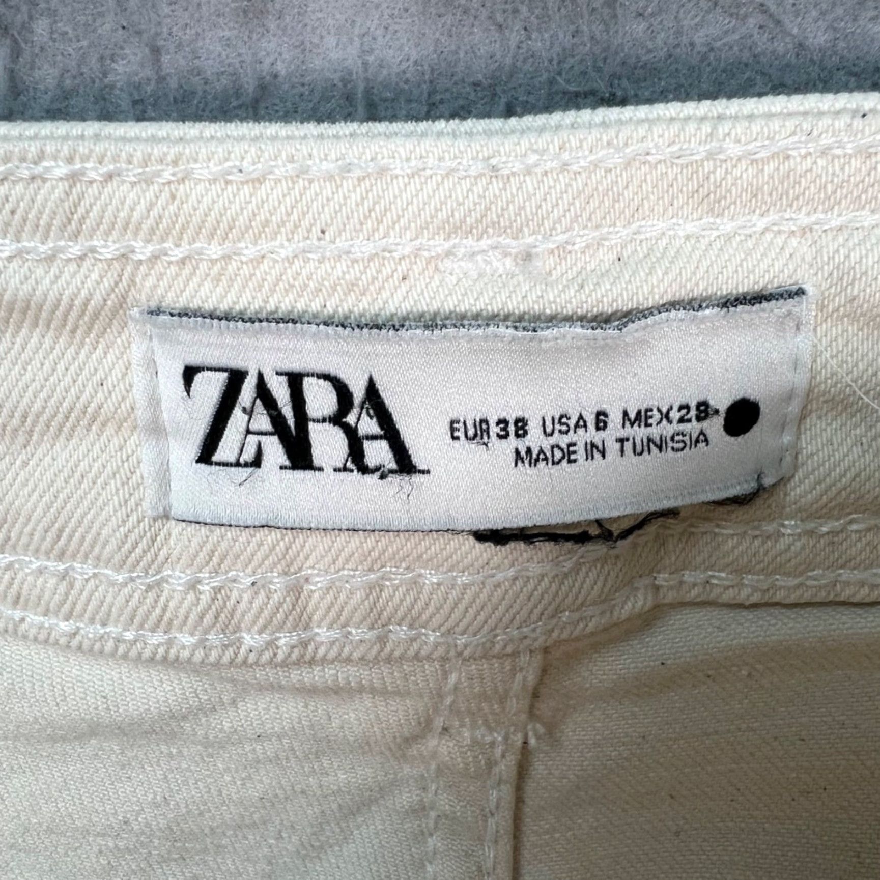 Zara Zara Womens Pants Size 6 White Wide-Leg Cotton Blend Inseam 27" Vintage: No, Regular Rise High Flat Front casual Shoes? Size 28" / US 6 / IT 42 - 3 Thumbnail