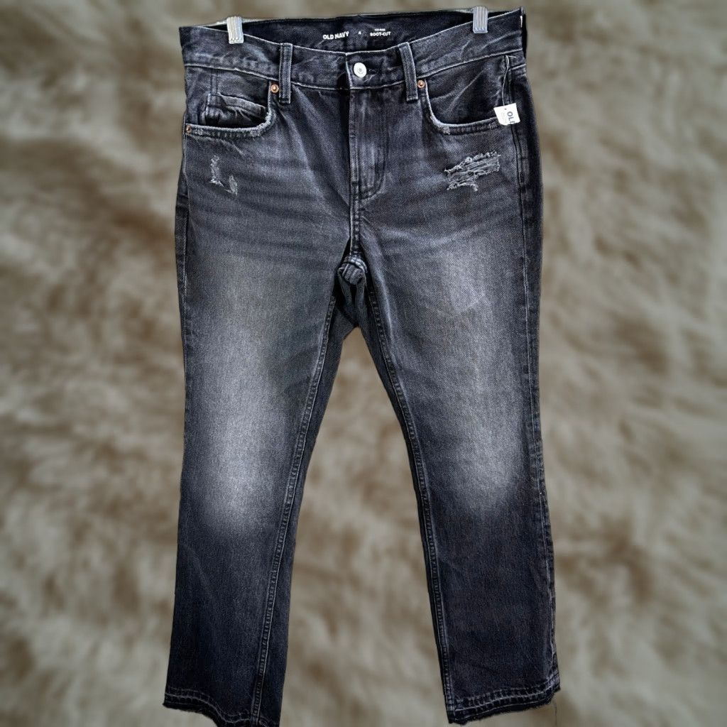 Old Navy VINTAGE Old Navy Jeans Bootcut Women 4 Black Distressed Frayed Cotton NWT Size 27" / US 4 / IT 40 - 1 Thumbnail