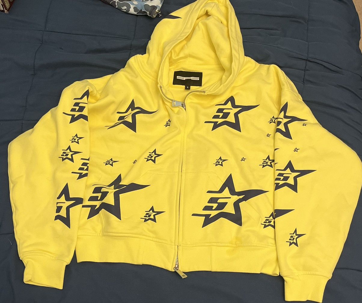 image of Spider Worldwide Double Layer 5 Star Zip Hoodie in Yellow, Men's (Size Small)