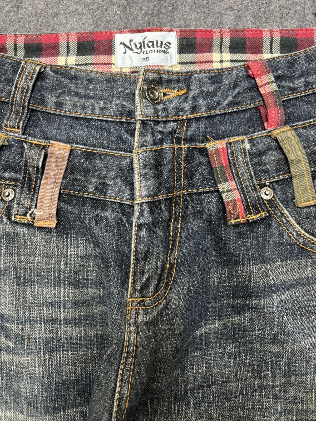 Japanese Brand 💥Double Waist💥Insane Nylaus Folding Fades Style Denim F657 Size US 33 - 3 Thumbnail