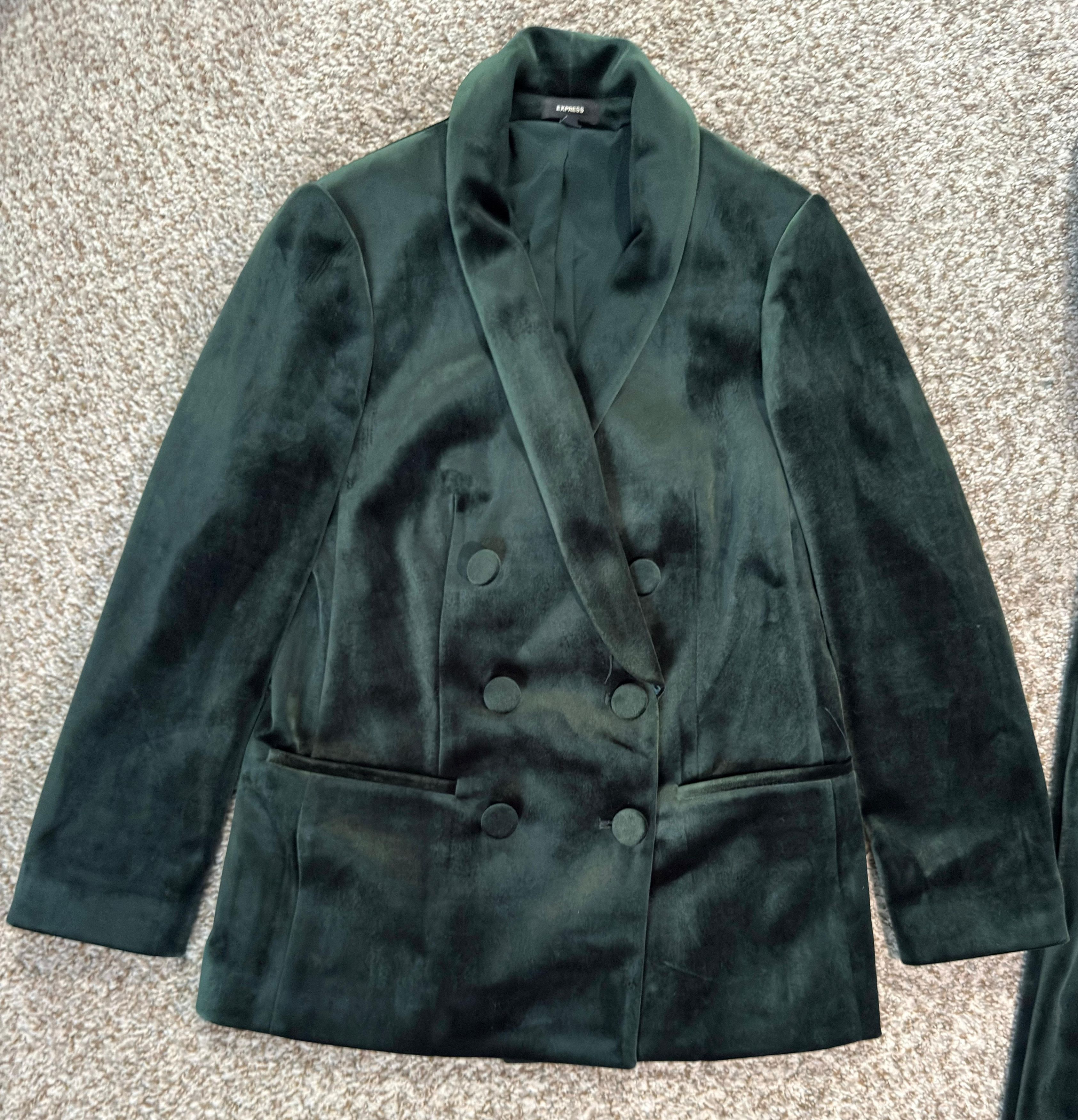 Express Elegant Express Velvet Women's Suit Set Dark Green - XS Size 25" / US 0 / IT 36 - 6 Thumbnail