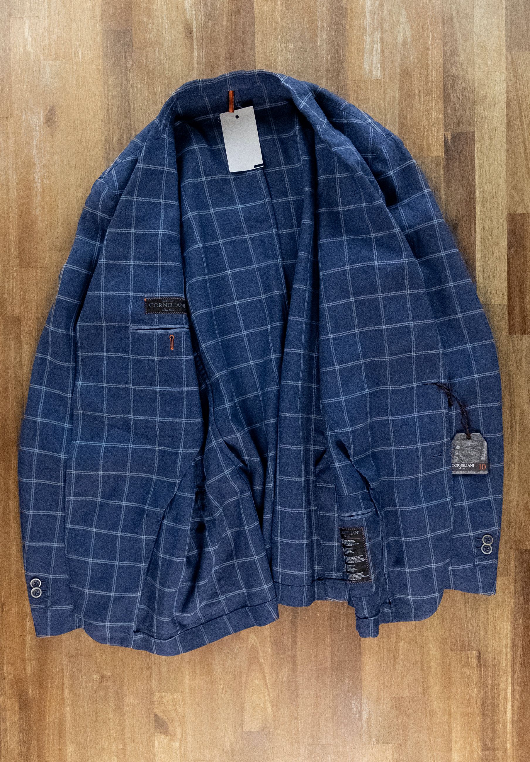 Corneliani CORNELIANI ID blue windowpane linen wool silk sportcoat Size 42R - 9 Thumbnail